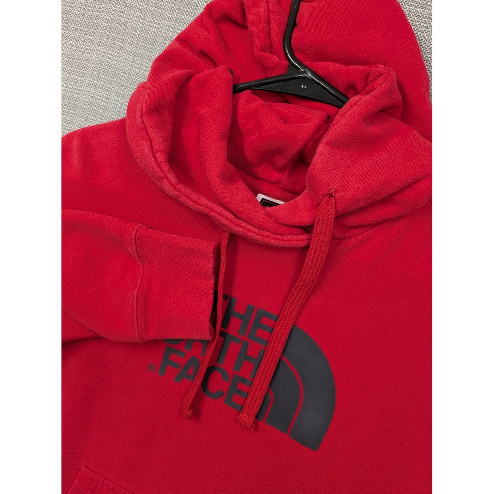 The North Face Hoodie Mens Medium Red Fleece Pullover Kangaroo Pocket Logo